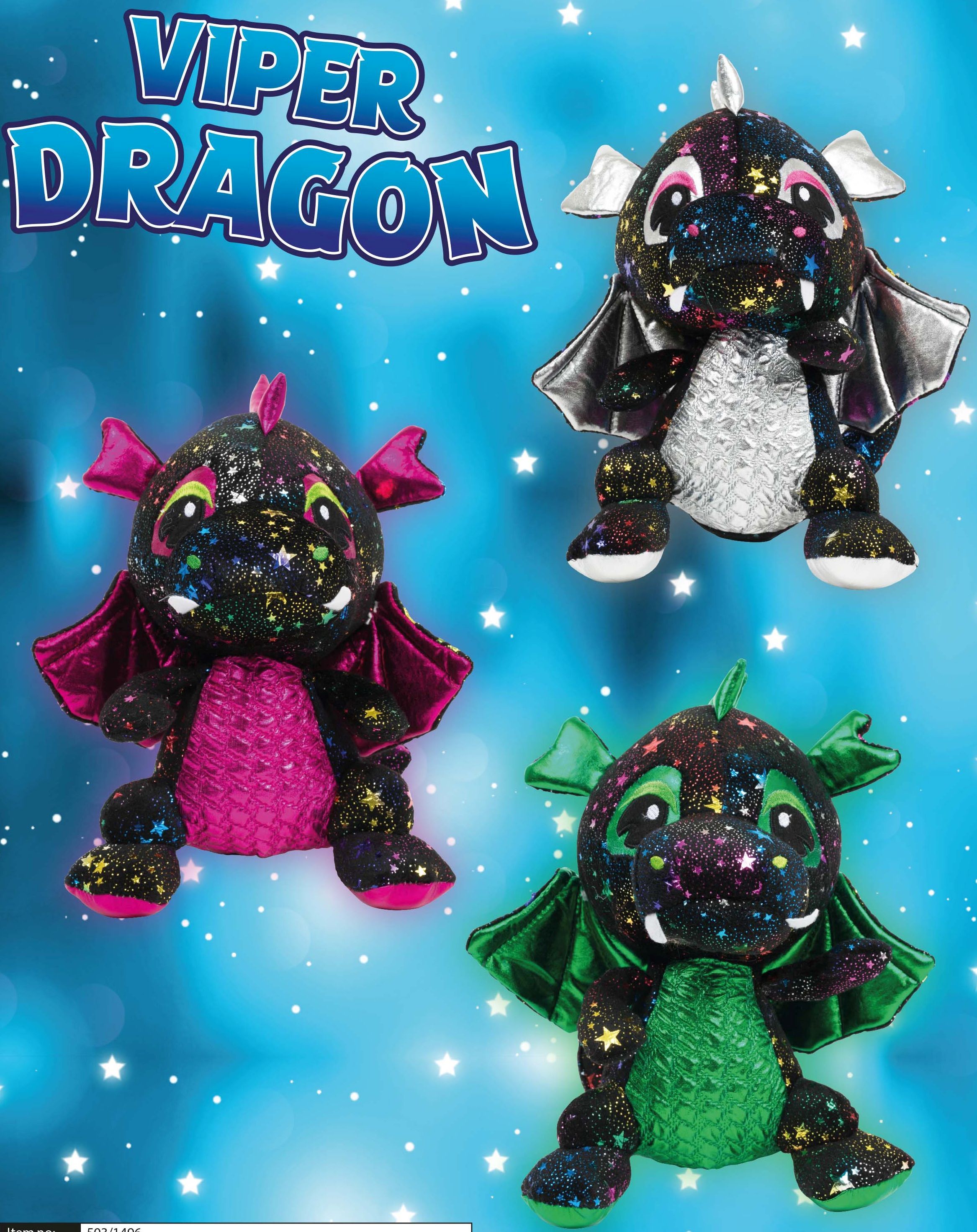 25CM DRAGON PLUSH ASST 503-1496
