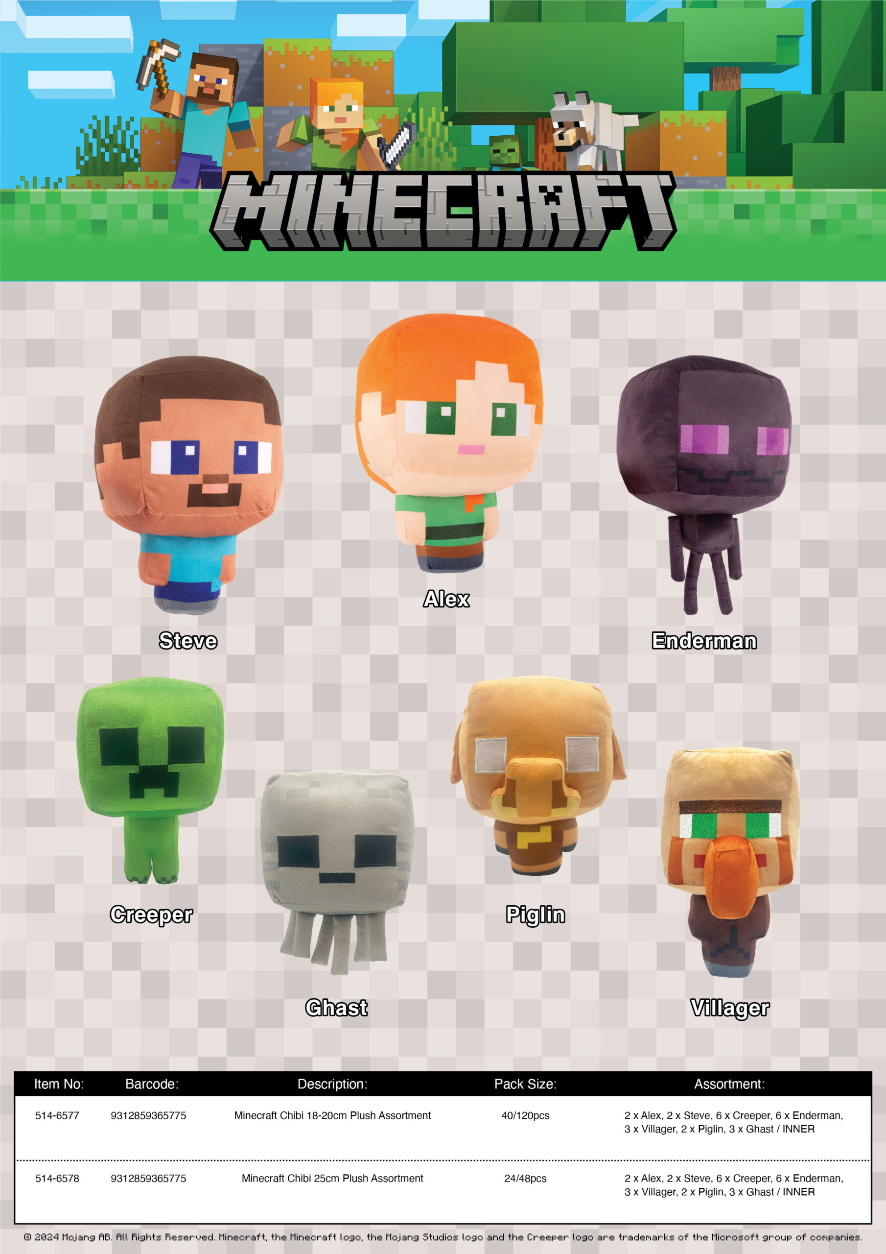 Minecraft Movie Plush 18-20cm 514-6577